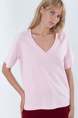 V-hals Effen Regular Fit Katoenen T-shirt