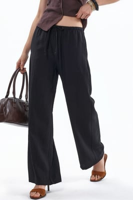 Dames Wijdbenige Geweven Broek