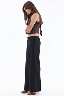 Dames Wijdbenige Geweven Broek