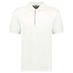 Burberry Mens Hartford Zip Polo Shirt - White
