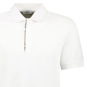 Burberry Mens Hartford Zip Polo Shirt - White