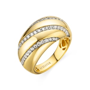 Luxenter Ring van 925 sterlingzilver met schitterende zirkonia en 18-karaats goud afwerking - Vikai