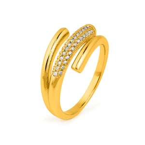 Luxenter Ring met schitterende zirkonia, afgewerkt in 18 karaats geelgoud - Jedrac