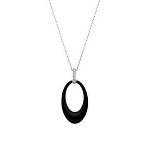 Luxenter Ketting van 925 sterling zilver en zwart gelakt met rhodiumafwerking - Onves