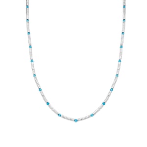 Luxenter 925 sterling zilveren ketting met aquamarijn zirkonia en rhodium afwerking - Deli