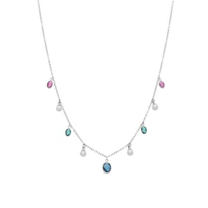 Luxenter ketting in metaallegering en witte parel afgewerkt in rhodium - Sewi