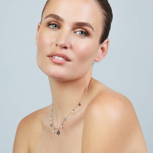 Luxenter ketting in metaallegering en witte parel afgewerkt in rhodium - Sewi