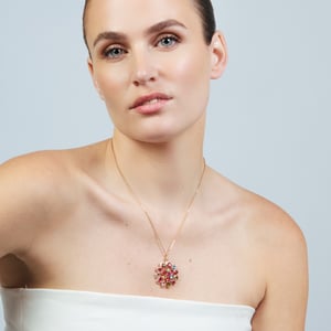 Luxenter ketting in metaallegering en multicolor zirkonia, afgewerkt in 18k roségoud - Casil
