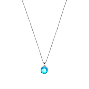 Luxenter Ketting met blauwe topaas zirkonia, zilveren afwerking - Amkru