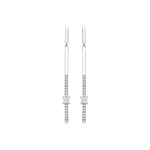 Luxenter Oorbellen van 925 sterling zilver met glanzende zirkonia en rhodiumafwerking - Yacko