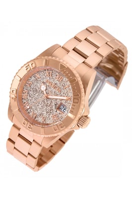 Invicta Angel 22708 Dameshorloge - Quartz Uurwerk - Roestvrij Staal met Roze Gouden Wijzerplaat - 40 mm