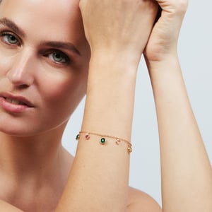 Luxenter armband in metaallegering en multicolor zirkonia, afgewerkt in 18 karaat roségoud - Huis