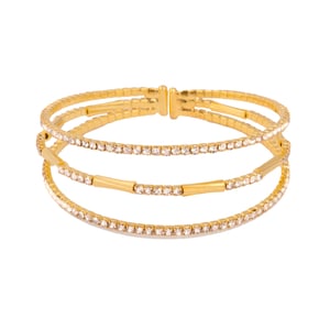 Luxenter Bráisléad zirconia lonrach le bailchríoch óir bhuí 18k - Amlok
