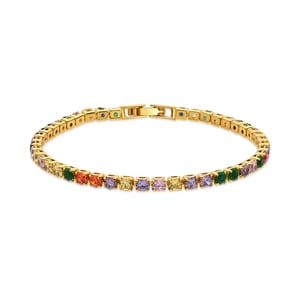 Luxenter armband in metaallegering en multicolor zirkonia, afgewerkt in 18 karaat geelgoud - Jyamia