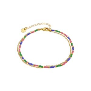 Luxenter armband in metaallegering en paarse kristal, afgewerkt in 18 karaats geel goud - Zasau