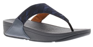 FitFlop Womens Flip Flops Lulu Glitz Toe-Post Slip On mindight navy