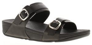 FitFlop Womens Flip Flops Lulu Adjustable Slider Leather Slip On black