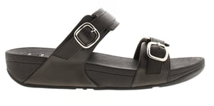 FitFlop Womens Flip Flops Lulu Adjustable Slider Leather Slip On black