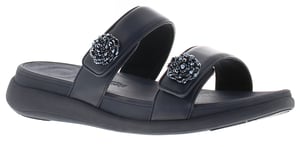 FitFlop Womens Flat Sandals Mode Go Beadie Button Flatform Slip On mindight navy