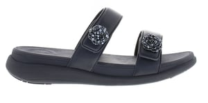 FitFlop Womens Flat Sandals Mode Go Beadie Button Flatform Slip On mindight navy