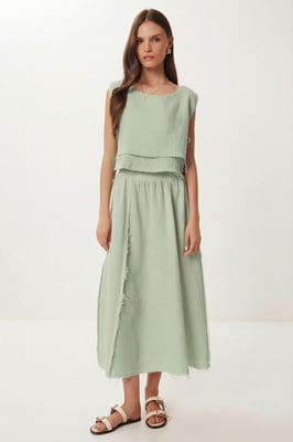 Bommulslös Blus och Vida Byxor Set