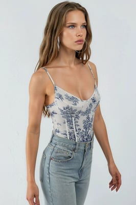 V-neck Patterned Bodysuit