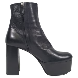 Prada Platform Ankle Boots in Black Leather