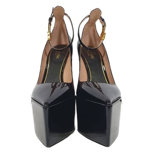 Valentino Garavani Tan-Go 165 Plateau Pumps in Zwart Glanzend Leer