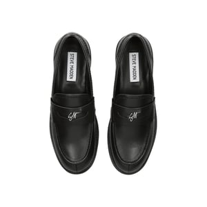 Leather Motor Black Leather Loafers