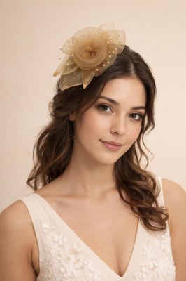 Rosette Fascinator & Brooch in Gold