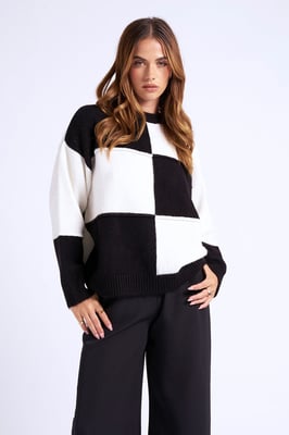 Col Block Exposed Seam Jumper