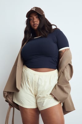 Plus Cotton Poplin Button Down Short