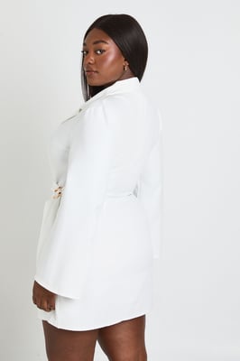 Plus Buckle Detail Tie Waist Tailored Blazer Dress