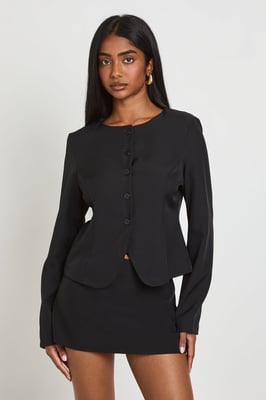Boat Neck Fitted Blazer