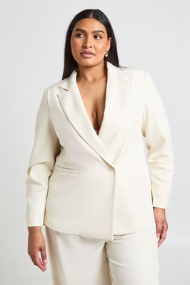 Plus Gold Trim Volume Sleeve Blazer