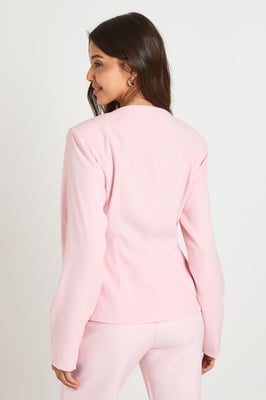 Scoop Neckline Cinched Barrel Sleeve Blazer