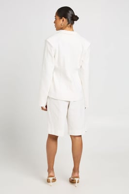 Linen Look Cinched Waist Blazer