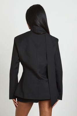 Scarf Detail Open Front Blazer