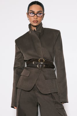 Cinched Ruched Waist Blazer
