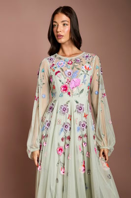 Embellished Chiffon Maxi Dress