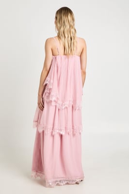 Petite Crinkle Chiffon & Lace Layered Maxi Dress