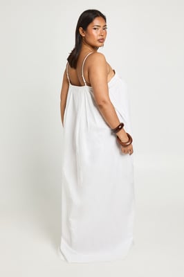 Plus Cotton Poplin Pleated Volume Maxi Dress