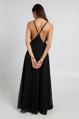 Chiffon Applique Detail Floaty Maxi Dress