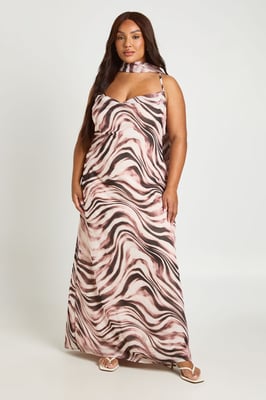 Plus Chiffon Cowl Neck Maxi Dress
