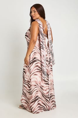 Plus Chiffon Cowl Neck Maxi Dress