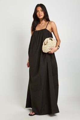 Linen Full Pocket Detail Maxi Dress