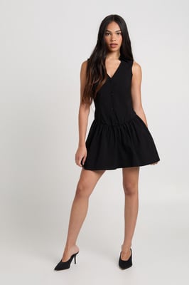 Bengaline Button Up Frill Hem Shirt Dress