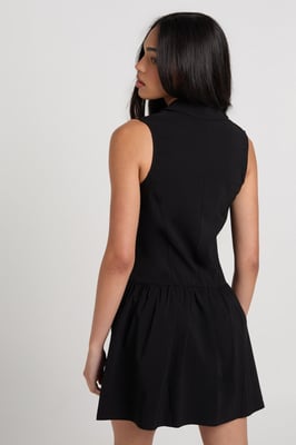 Bengaline Button Up Frill Hem Shirt Dress