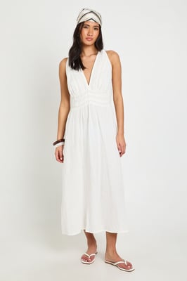 Textured Lace Trim Midaxi Dress