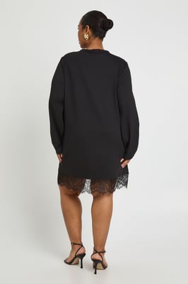 Plus Long Sleeve Lace Hem T-shirt Dress